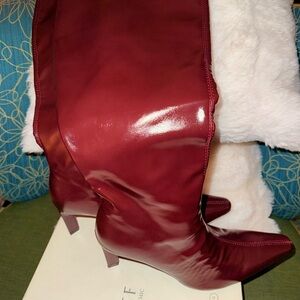 MOTF Glossy Burgundy Heeled Boots